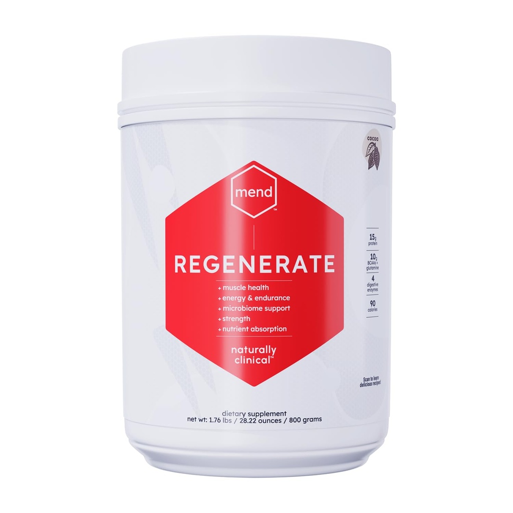 EMEND Regenereren, Post Workout Herstel, Immune Support, en Sportvoeding Supplement voor mannen en vrouwen - Natuurlijke, Glutenvrij, en Non-GMO - Cacao Proteïne Poeder, 20 porties