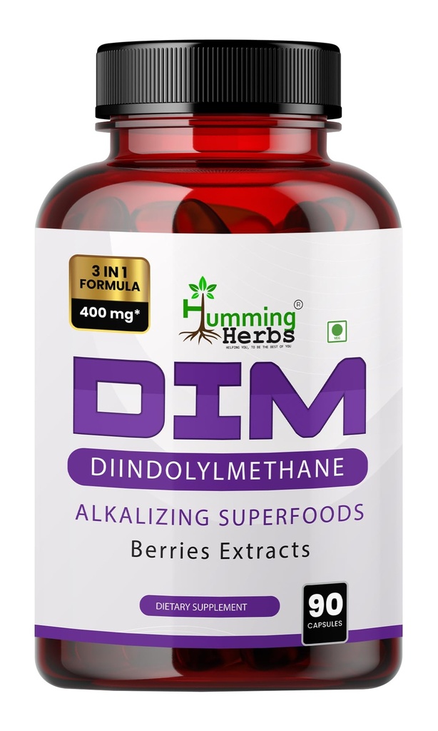 Humming Herbs DIM - Diindolylmethane - Alkalizing Extracts Spirulina,Berries Blend, Black Pepper Extract - 90 cap