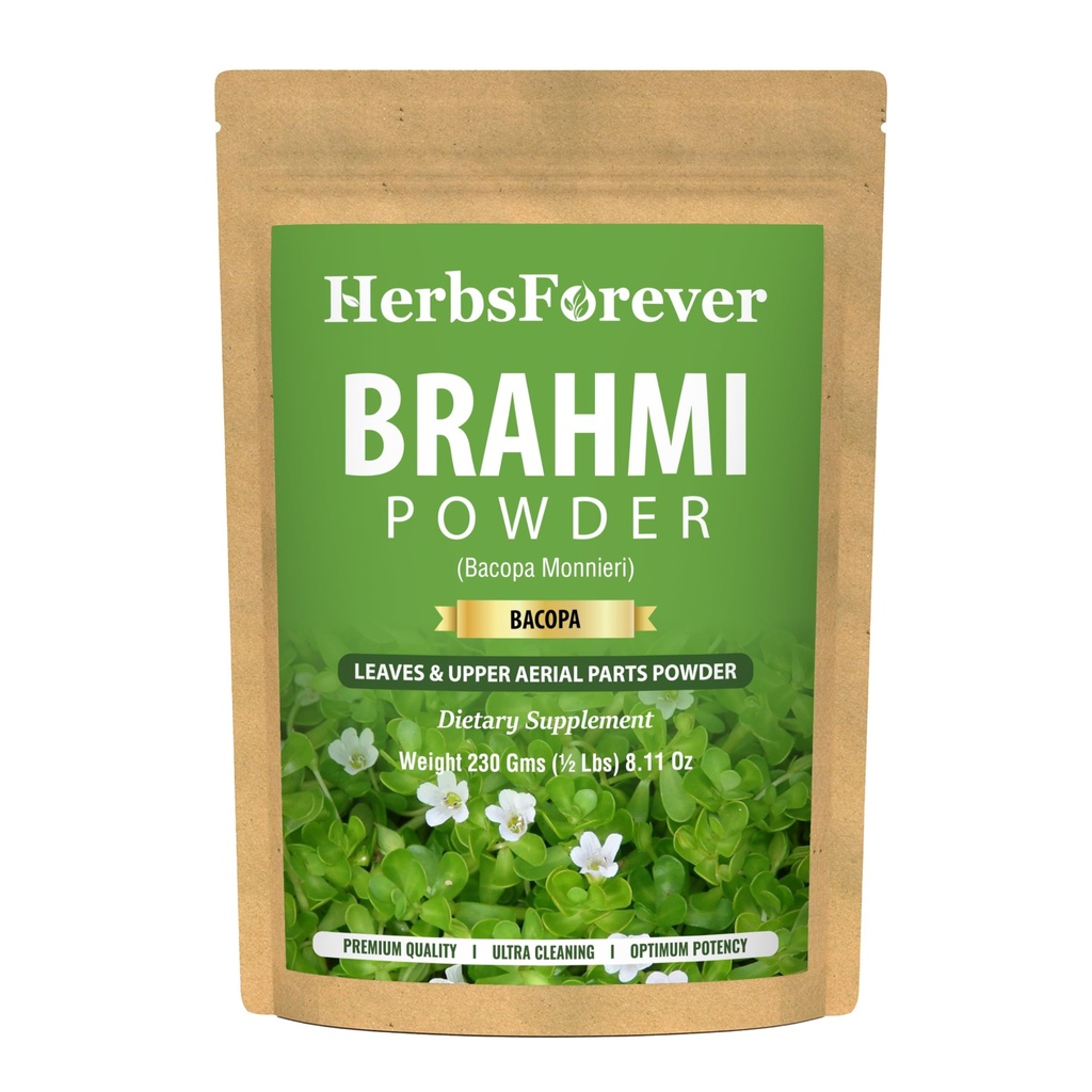 Herbsforever Brahmi Powder I 100% Pure Bacopa Monnieri I Natural Herbal Supplement 