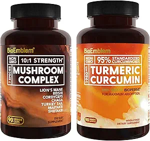 BioEmblem Kurkuma Curcumin Supplement met BioPerine en Paddestoel Complex