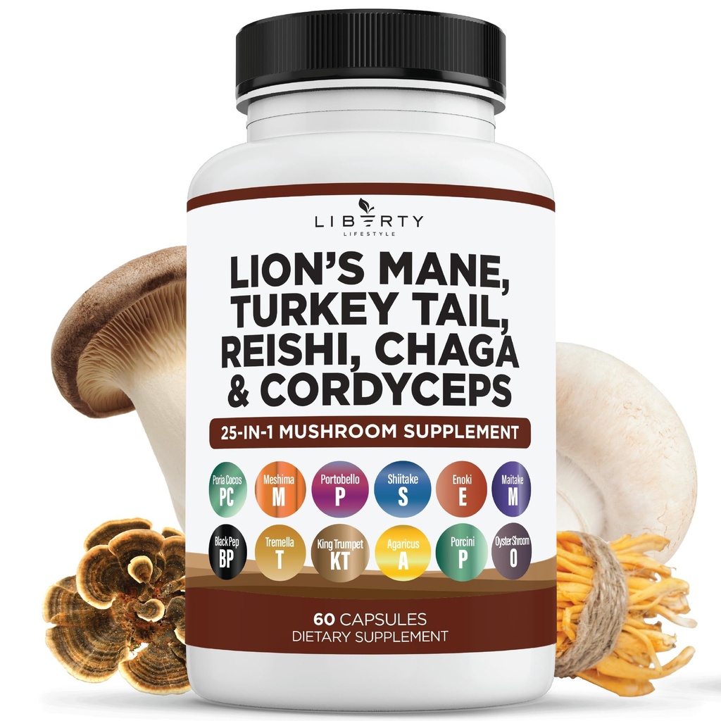 Leeuwen Mane paddo supplement met Turkije staart Reishi Cordyceps Chaga met Marshmallow Root - 1-pack
