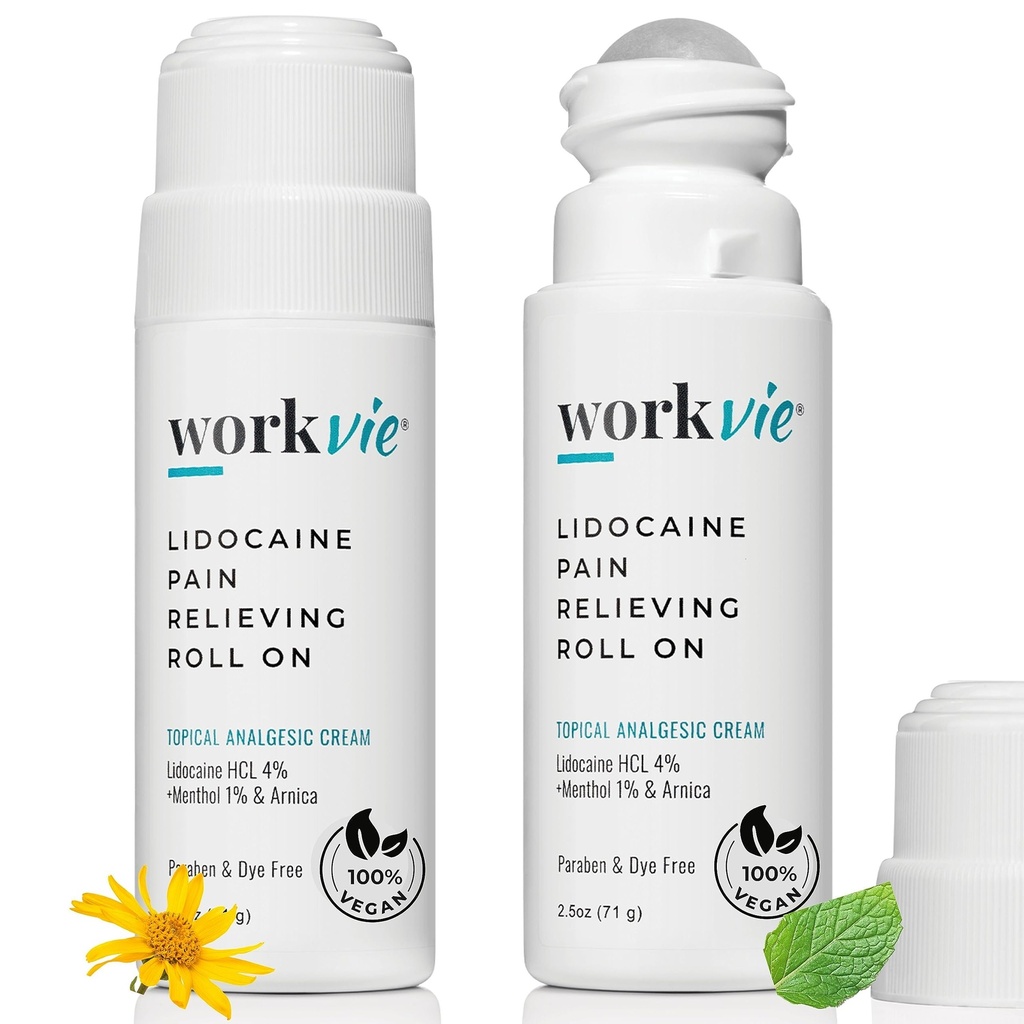 Lidocaïne Roll On Pain Relief Cream 2pk Maximale sterkte - Arnica, Menthol, Aloë Vera - verzachtende verlichting voor spieren en gewrichten - gevoelige huid vriendelijk