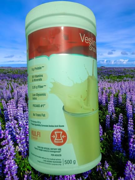 Ves#tige Ves#lim Shake Meal Replacement Powder, Kulfi Flavour, 9g Protein, 20 Vitamins & Minerals, Low Glycemic Index, 500g