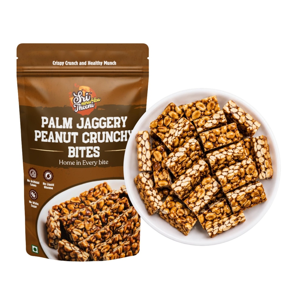 Sri Norukku Theeni Palm Jaggery Peanut Crunchy Bites (150g) | Karupatti Peanut Snack | Traditional Sweet Crunchy Bites | No Refined Sugar | Tea Time Snack