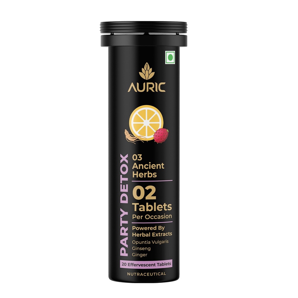 Auric Party Detox | 20 Effervescent Tablets | Post-Party Recovery Support | Supports Liver & Hydration | Helps Reduce Hangover Symptoms | Chill 365