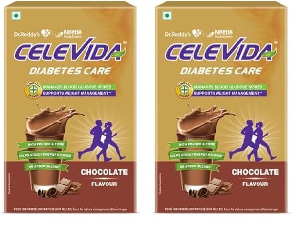 Celevida Protein Powder Drink for Diabetes Management by Dr. Reddy’s | Chocolate Flavour | No Added sugar | Plant based | For Sugar control, Weight Management & Immunity Support | 400gm BIB