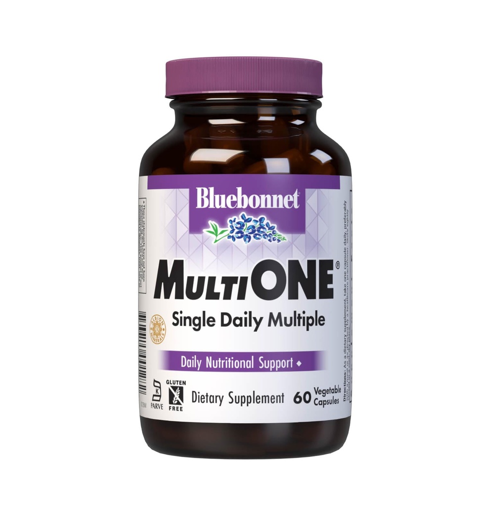 Bluebonnet Nutrition Mult One (met ijzer), Daily Nutritional Support*, Vegetarisch vriendelijk, Kosher gecertificeerd, Glutenvrij, Dairy-Free, 60 plantaardige capsules, 60 porties