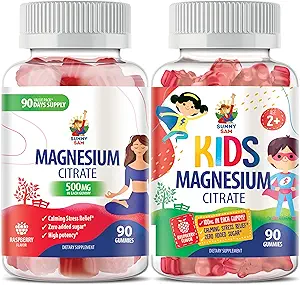 SUNNY SAM Magnesium Gummies for Kids & Magnesium Gummies for Adults - 500mg - Calm Magnesium Kauwen - Magnesium Citrate Kauwbare Supplement voor Mood & Muscle Support