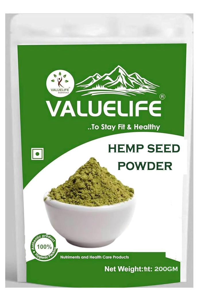 VALUELIFE Hemp Seed Powder – Plant-Based Protein Superfood, Rich in Omega 3 & 6, High Fiber, Vegan & Non-GMO - 200G