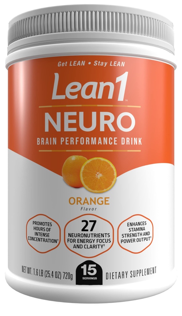 Lean1 Neuro, Mental Energy Powder Drink, sinaasappelsmaak, 15 porties bad van Nutrition53
