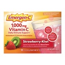 Emergen-C 1000mg Vitamine C Immuun Ondersteuning Poeder Aardbei Kiwi 30CT bevat zink, Mangaan, 7 B Vitaminen en Elektrolyten voor Back to School Essentials