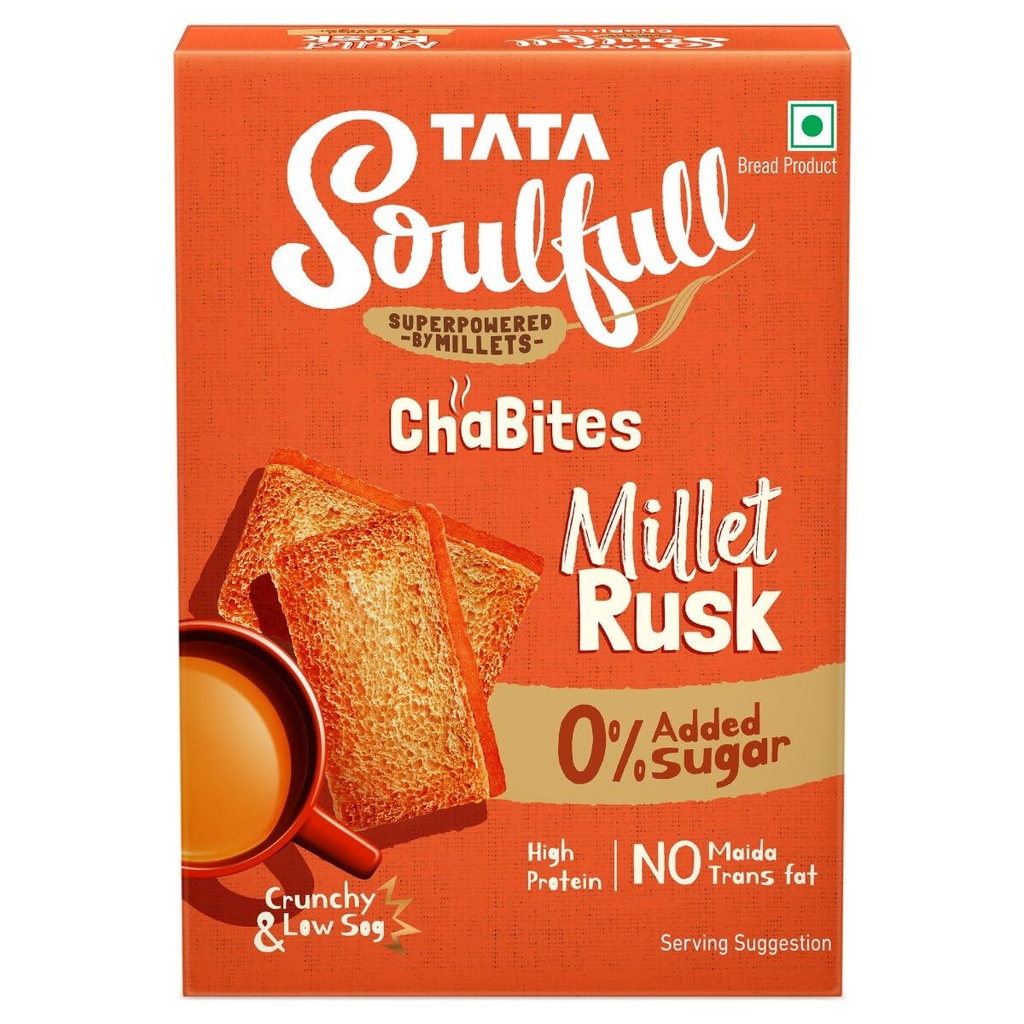 Tata Soulfull Chabites 0% Added Sugar Millet Rusk, 170g