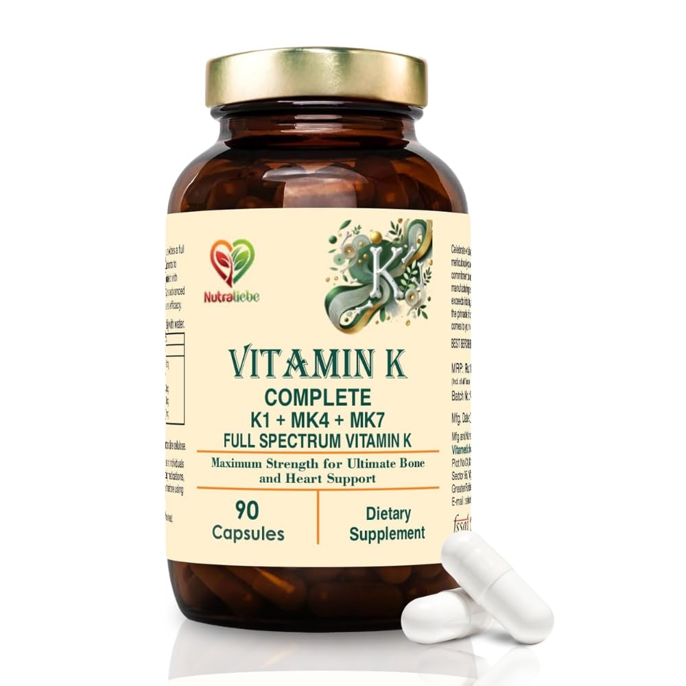 Vitamin K Complex - High Potency, Includes Vitamin K1 (Phytomenadione) & Vitamin K2 (MK-4, MK-7), Non-GMO, 90 Capsules