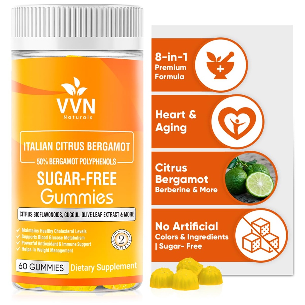 2900mg Citrus Bergamot Blend 25:1 Extract Gummies (Italië Gesourced & Manufactured in USA) for Immuun System Support & Healthy Aging with Guggul, Pine Bark & More 