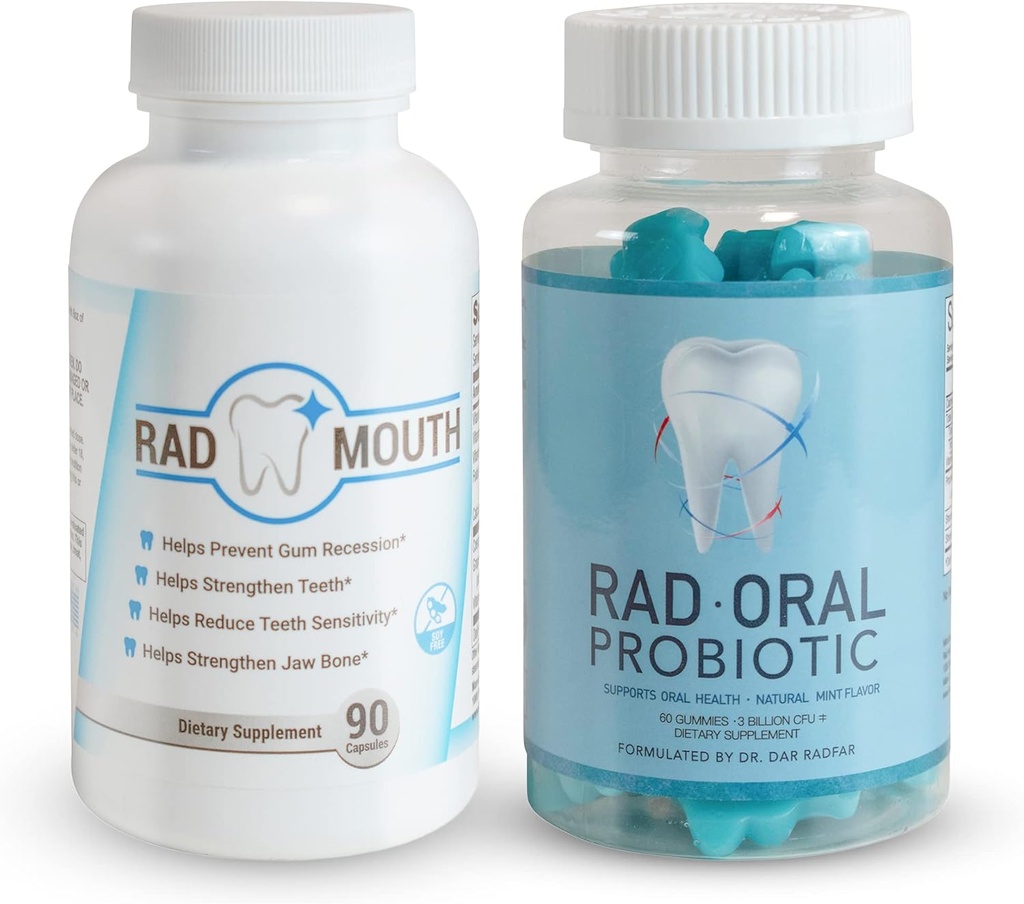 Rad Orale Probiotica voor tanden en goms met Rad Mond voor tand gevoeligheid - Tandarts Geformuleerde Tandprobiotica met Lactobacillus Reuteri en Multivitamine voor het versterken van Gums, Tanden en Jaw Bone