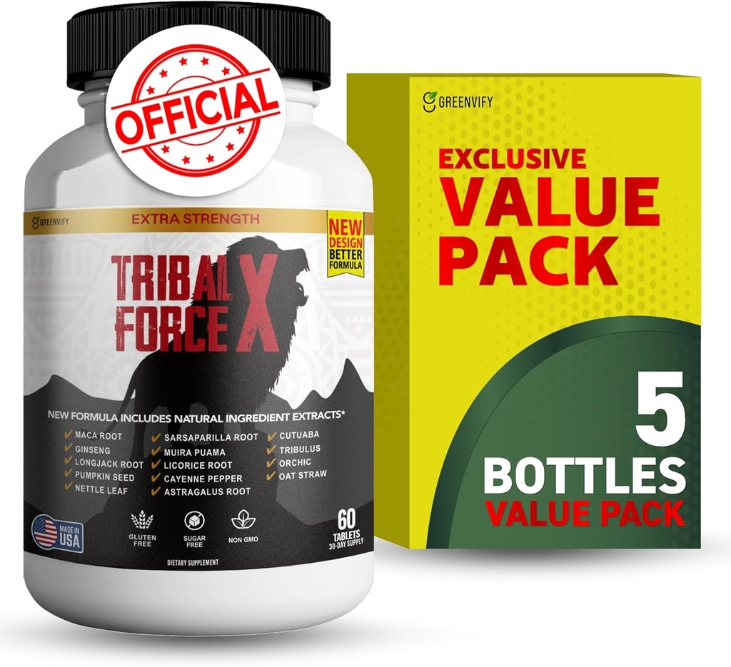 Tribal Force X Extra Strength Natural Supplement, 60 tabletten, Glutenvrij, Non-GMO, 30 dagen levering (5)