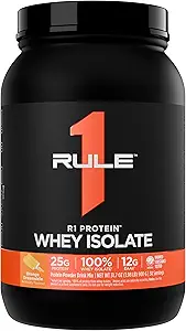 Artikel 1 R1 Proteïne Wei-isolaat - met 25 g eiwit en 6 g BCAA uitsluitend afkomstig van geïsoleerde en gehydrolyseerde bronnen voor workoutherstel (2 ponden*, sinaasappeldreamsicle)