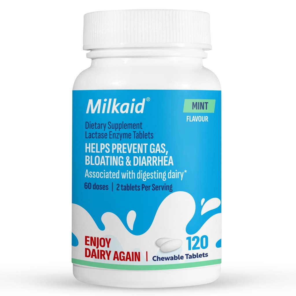Milkaid Lactase Enzyme Kauwtabletten voor Lactose Intolerance Relief 