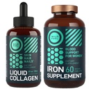 WILD BRANDSTOF IJzersupplement voor vrouwen met foliumzuur en vloeibare collagen Peptiden met Biotin Vrouwelijke Gezondheid en Beauty Bundle