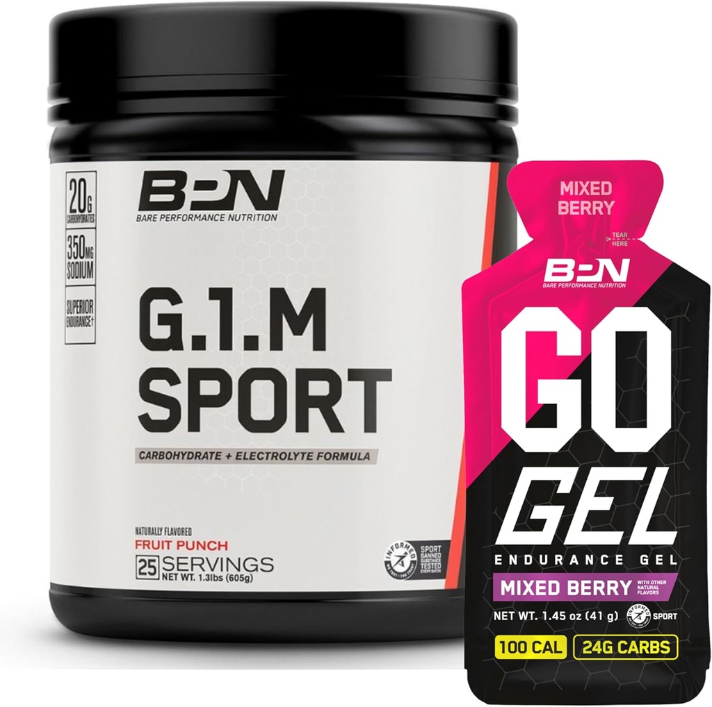 BARE PERFORMANCE NUTRITION BPN G.1.M. Sport Endurance Training Brandstof & Go Gel Endurance Gel Mixed Berry Bundle