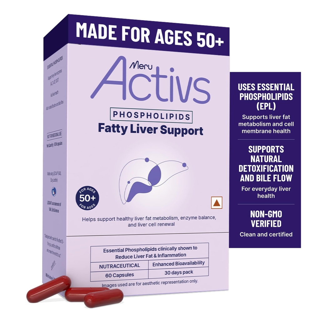 Fatty Liver Support Capsules | Essential Phospholipids 630 mg from Soy Lecithin | Supplements For Adults 50+ | 60 Capsules, 30 Day Supply