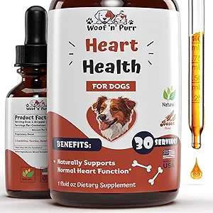 Hond Heart Health - Helpt ter ondersteuning van cardiovasculaire functie en algemene gezondheid van het hart - Hondenhart Supplementen - Hartsupplementen voor honden - Hartondersteuning voor honden - Hartgezondheid voor honden - 1 floz
