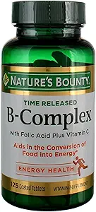 Nature's Bounty B-Complex with Folic Acid Plus Vitamin C Tablets 125 Tablets (Pack of 2)