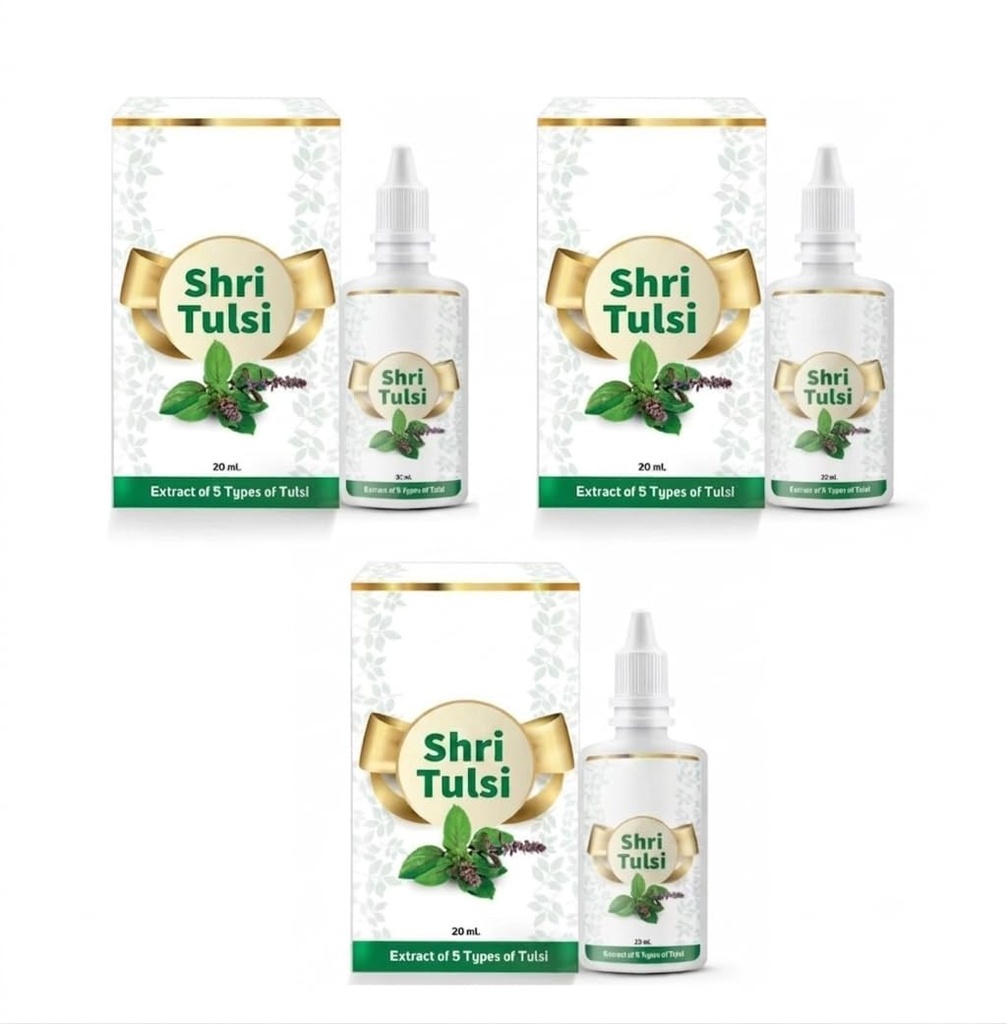 Shri Tulsi Drop, 20 ml, Extract of 5 Types of Tulsi pack of 3