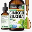 BIO KRAUTER Ginkgo Biloba Extract - vloeibare Ginkgo Biloba Supplementen voor hersenen - Veganistisch, Alcohol en Suikervrij - 2 Fl Oz
