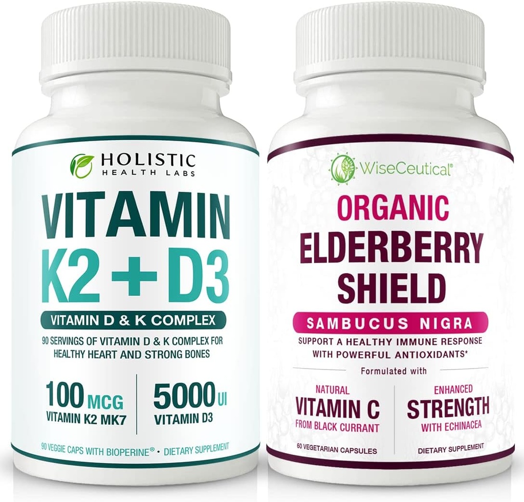 Max Absorptie Vitamine K2 + D3 & Biologische Vlierbessen met zwarte bessen en echinacea