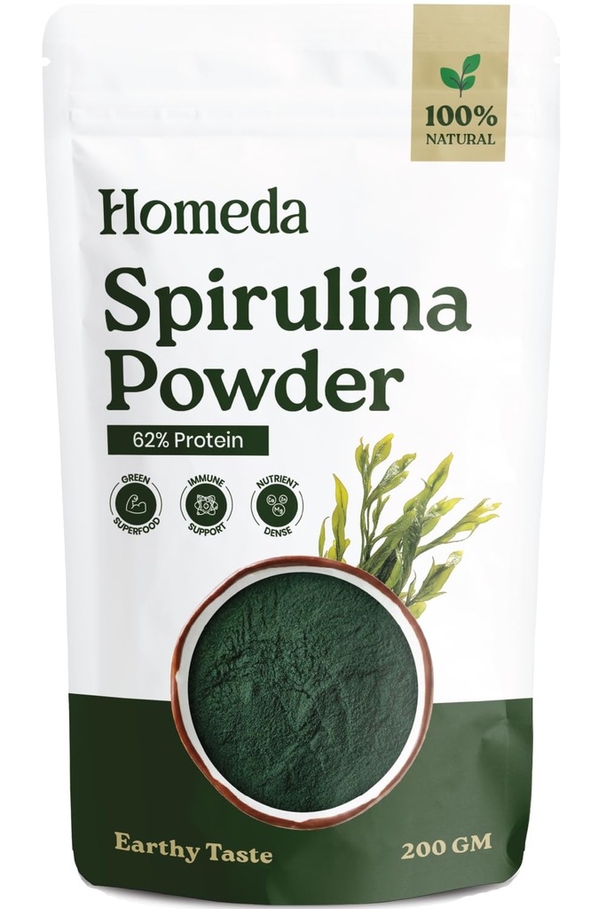 Shudh Online Spirulina Powder Organic 200 g | Certified Organic Dried Spirulina Powder for face, Dried Protein Green Algae Powder, Plant based Superfood for Smoothie
