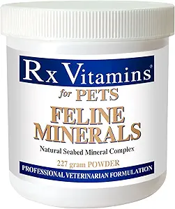 Rx Vitamins Feline Minerals - Mineral Powder with Calcium, Magnesium, Potassium, & Taurine for Cats - Cat Dental Care Plus Immune Support - 8 oz