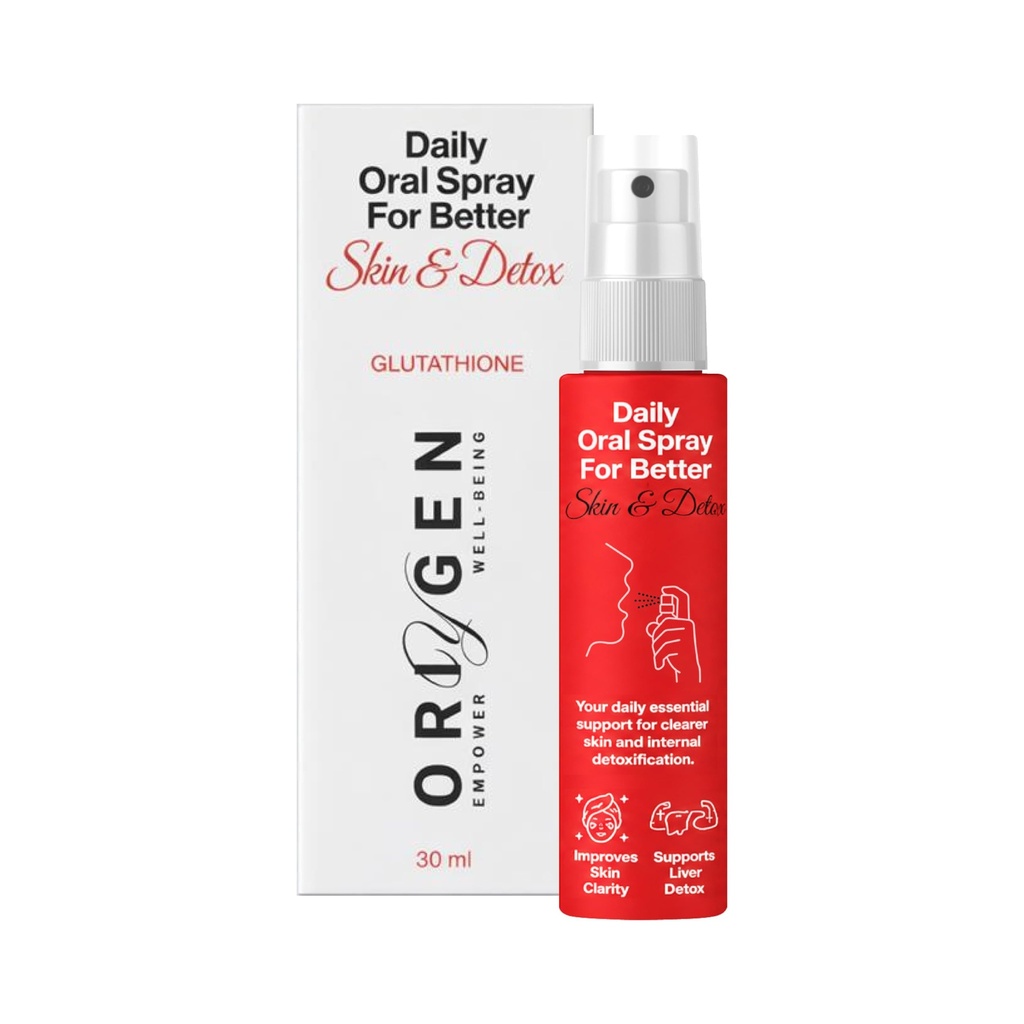 Oriygen Glutathione & Vitamin C Oral Mouth Spray | Skin Detoxification, Radiance & Pigmentation Support | Quick Absorption with Liposomal Technology | Orange Flavor | 30ml – 2 Months Supply