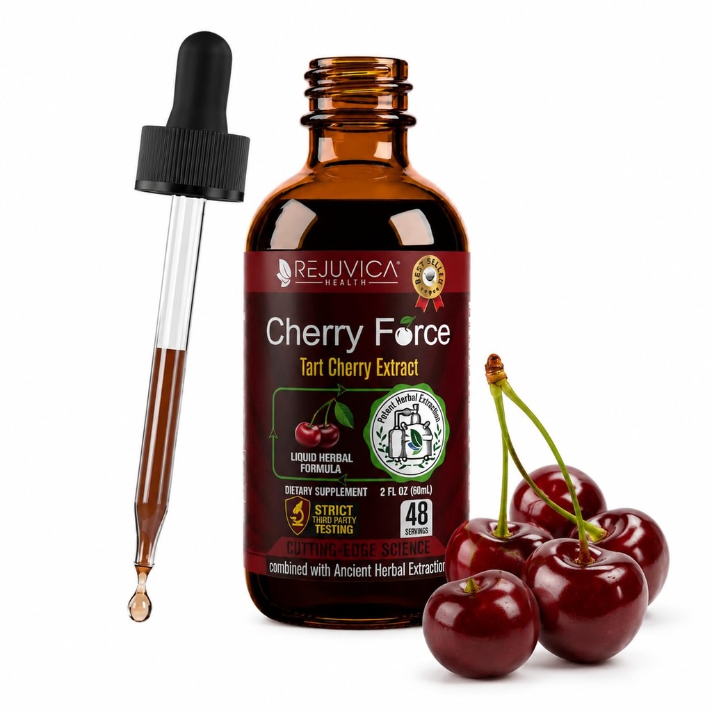Rejuvica Health Cherry Force - Advanced Tart Cherry Extract - Real Tart Kersen - Rijk aan Phytonutriënten - Liquid Extract voor betere absorptie
