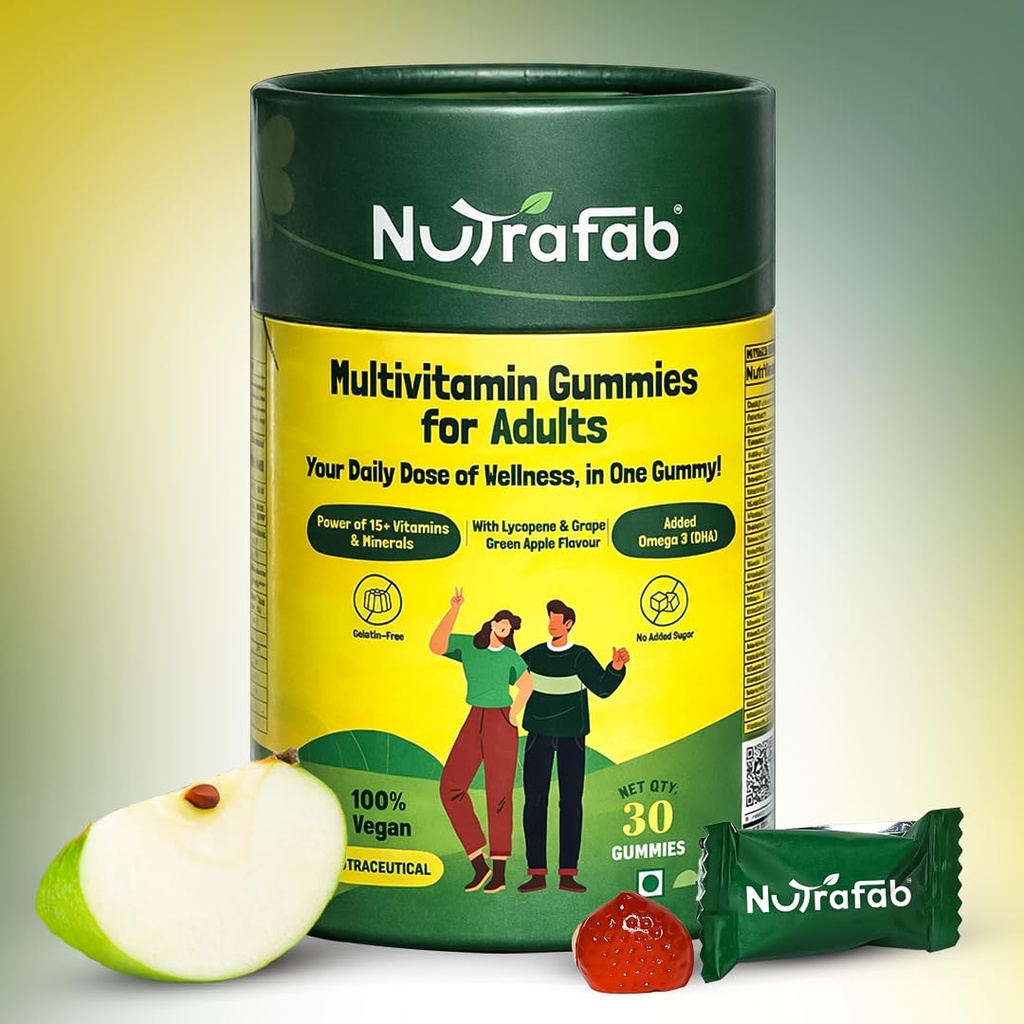 Multivitamin Gummies, Essential Vitamins A, C, D3, E, Zinc & B-Complex - 30 Count, Green Apple Flavor Daily Immunity, Energy & Overall Wellness Support