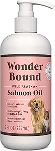 Merk - Wonder Bound Wild Alaska Salmon Oil - Skin and Coat Support, Omega 3 Supplement voor hond en kat, 8 fl oz