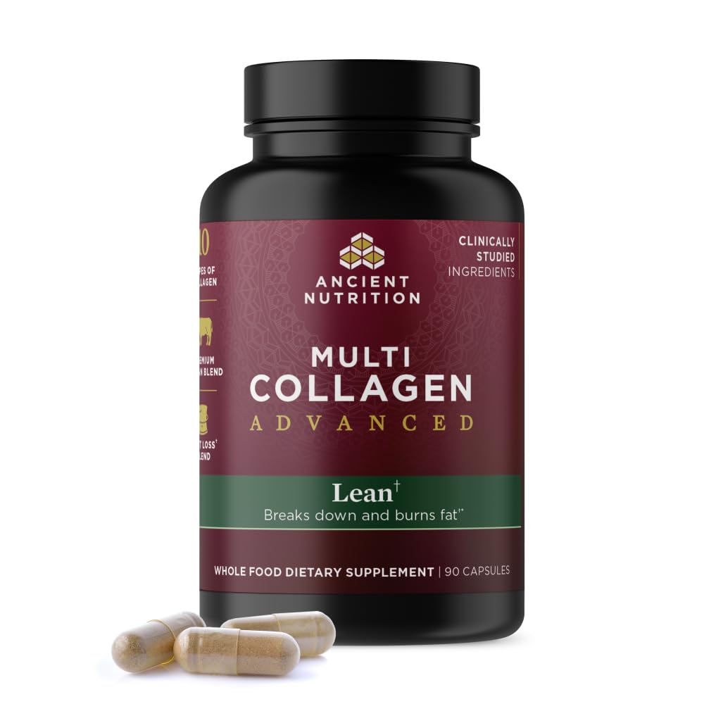 Oude Voeding Multi Collageen Geavanceerde Lean met Probiotica, Gehydrolyseerde Collageen Peptides Ondersteunt gezonde gewichtsverlies en vetverlies, 90 Tellen