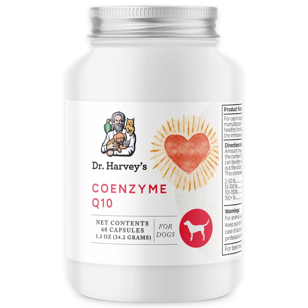Dr. Harvey's Co-enzym Q10 - Hart- en cardiovasculaire ondersteunende supplementen voor honden, 60 capsules