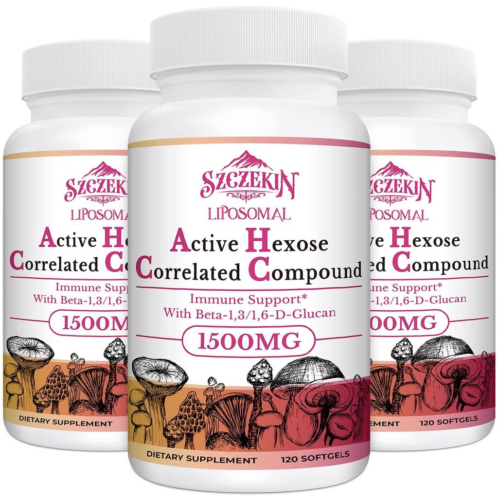 1500 mg Liposomal Active Hexose Correlated Supplement,360 Zachte Gels Beta-Glucans met natuurlijke paddo extract, immuunsysteem, leverfunctie, handhaven T-Cell & Killer Cell activiteit
