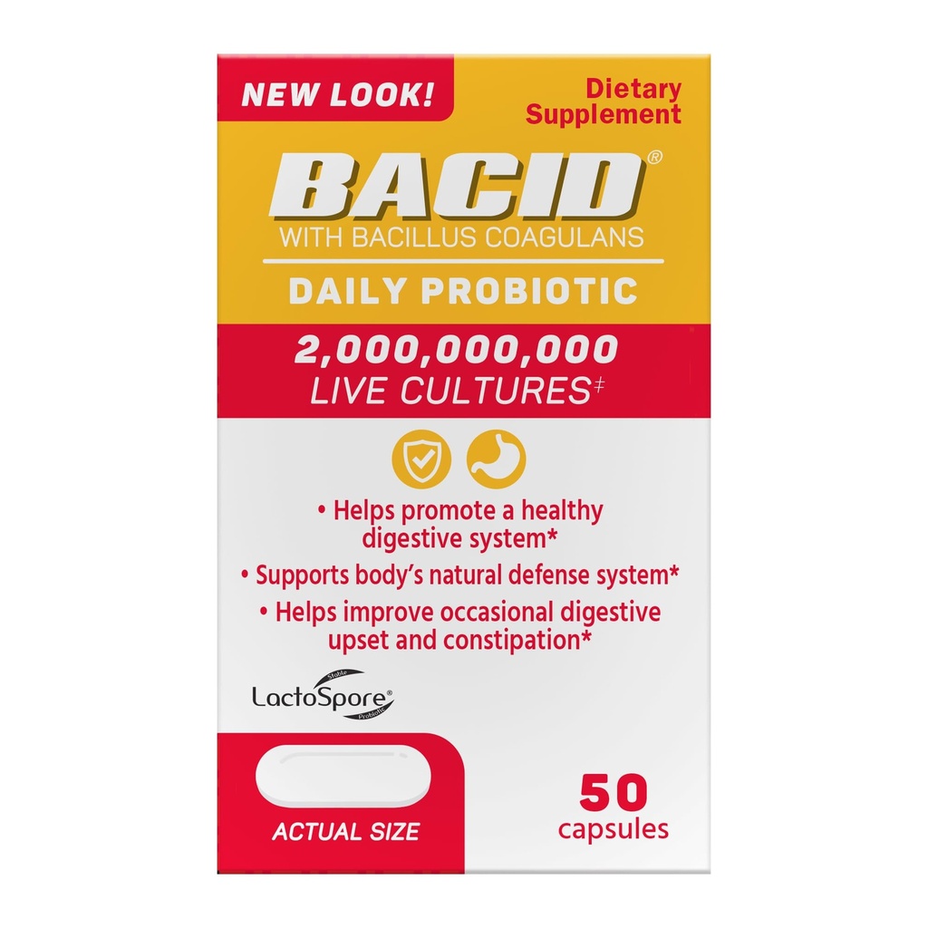 Bacid Daily Probiotic met Bacillus Coagulans, 50 Tel, Vertering Supplement om Occasional Constipatie te verbeteren