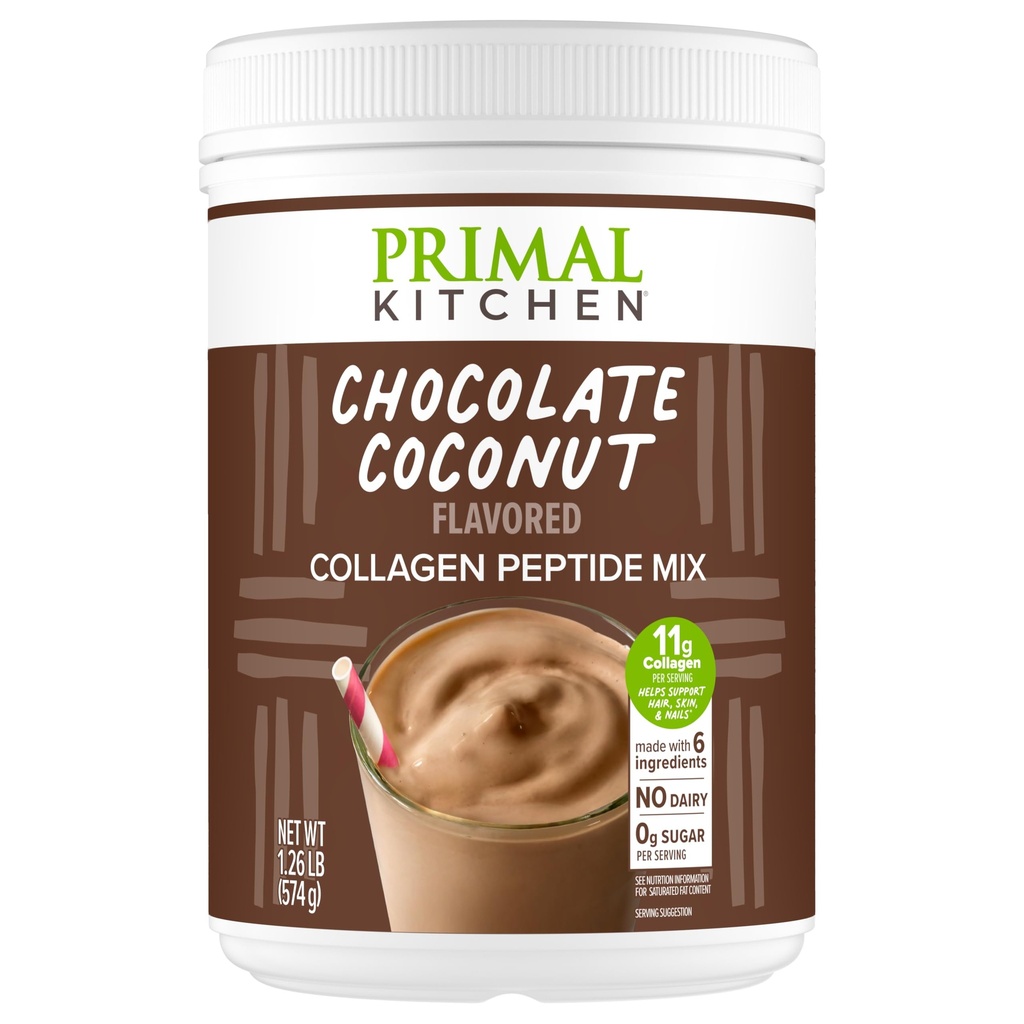 Primal Kitchen Chocolate Collagen Fuel® Drink Mix, Chocolate Coconut Collagen Peptides, No Dairy or Artificial Sweeteners, 20 Ounces