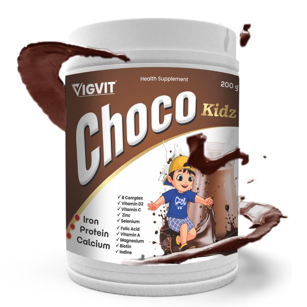 Choco Kidz Health Supplement, Chocolate Flavoured Powder with Iron, Protein, Calcium & Vitamins, 200g