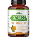 Zazzee High Potency CLA 3600, 180 Softgels, 3600 mg per Serving, Conjugated Linoleic Acid from Saffloer Oil, Concentrated and Standardized, 60 Day Supply, Non-GMO and Made in The USA