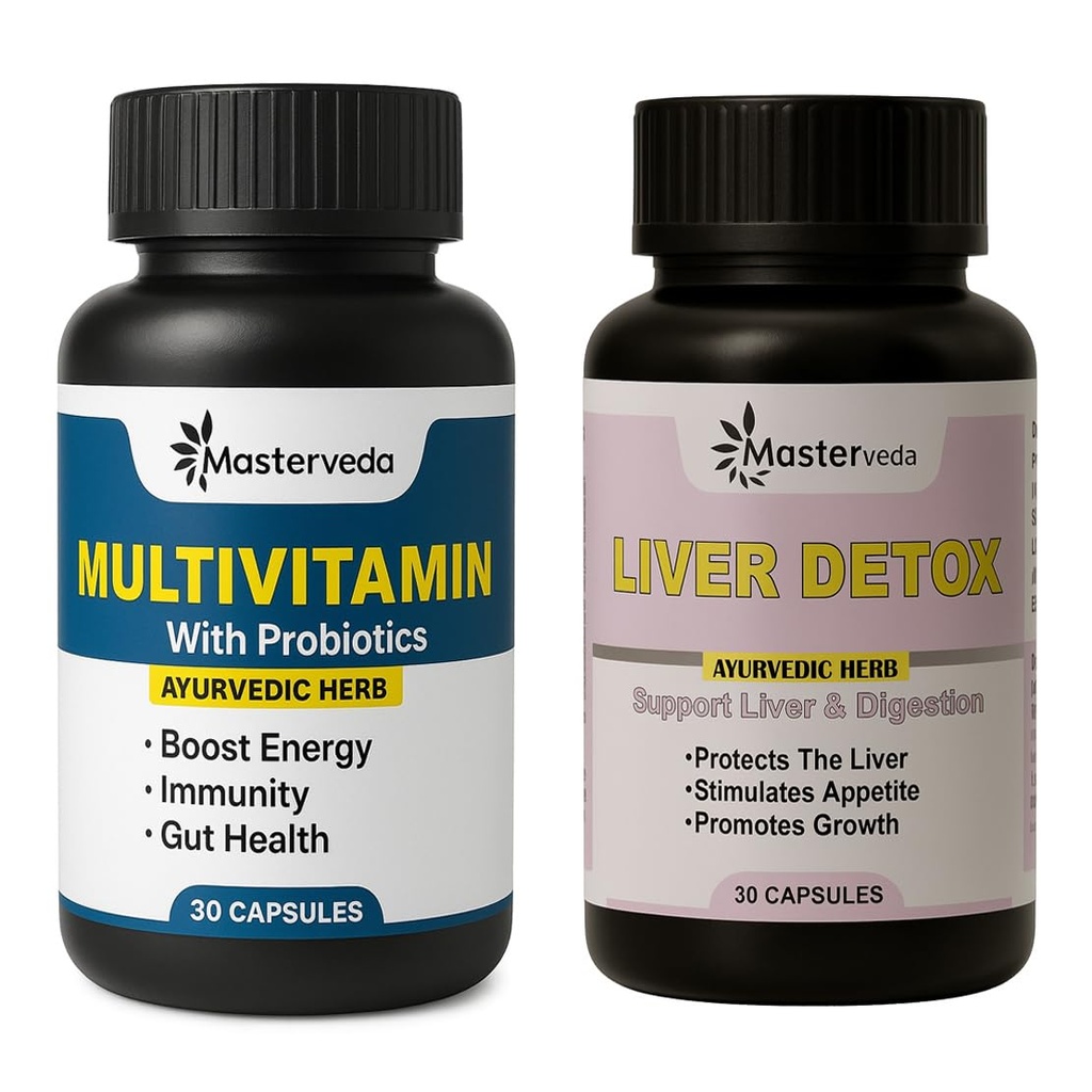 Herbal Multivitamin (30 Capsule) & Herbal Liver Detox (30 Capsule) Combo | Daily Nutrition & Liver Care Support