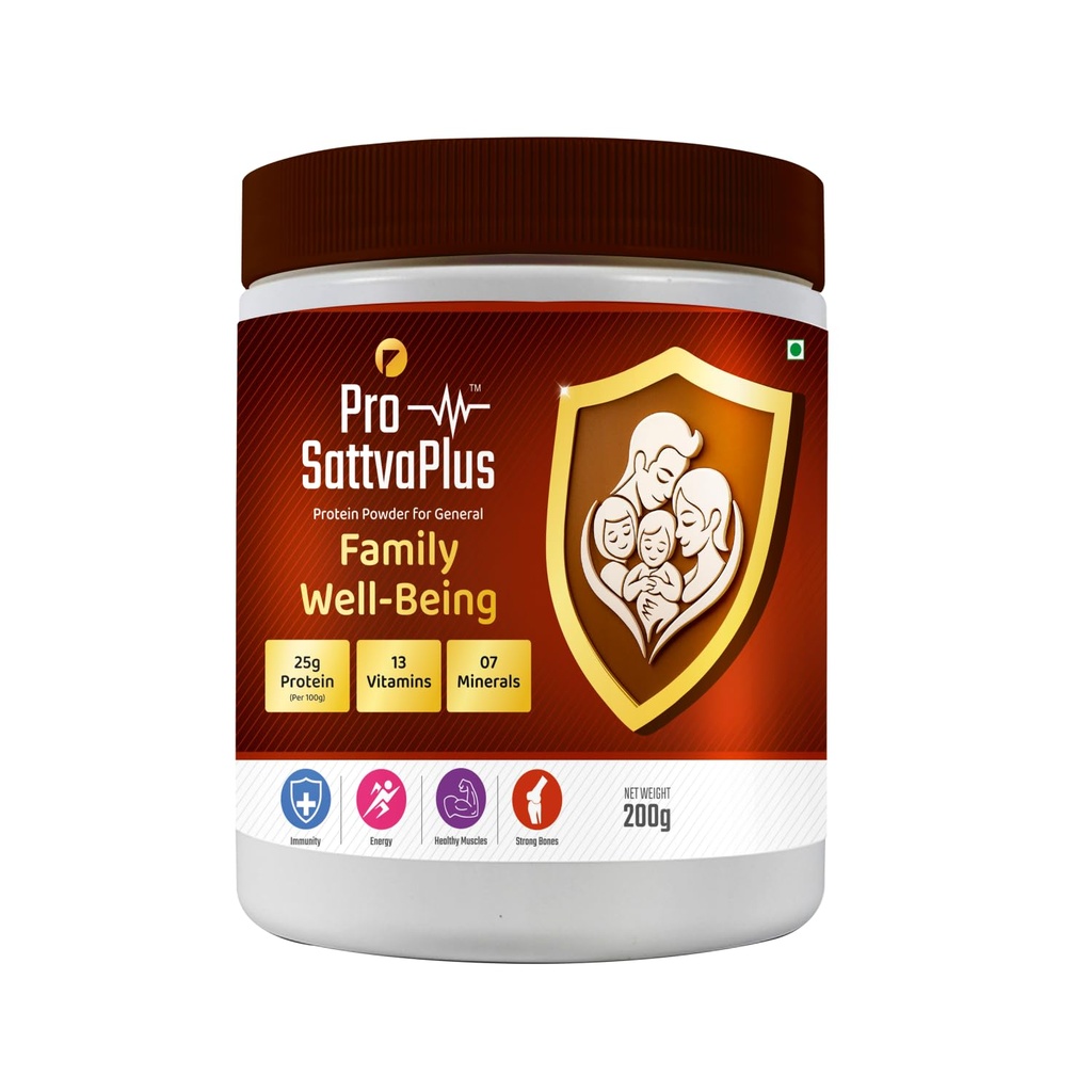 Pro Sattvaplus Family Wellbeing Powder | Daily Nutrition & Wellness Support for Whole Family | Herbal Health Supplement for Energy, Immunity & Vitality (200 G)