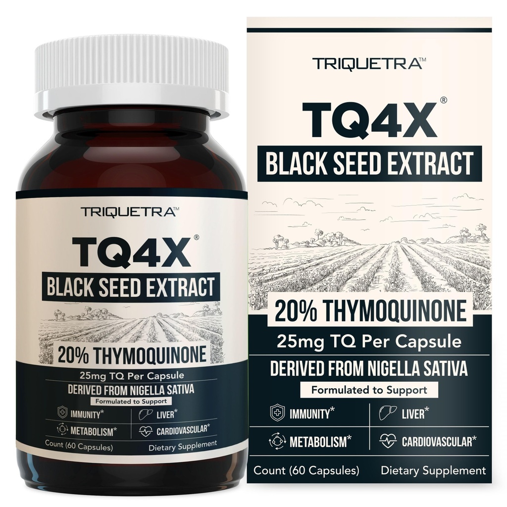 20% Thymochinon Black Seed Oil Extract Capsules - TQ-Advanced 4X®: Krachtige Thymochinon Concentratie beschikbaar - 60:1 Concentraat van Nigella Sativa, Raw Form, Vegan, Glasfles (60 capsules)