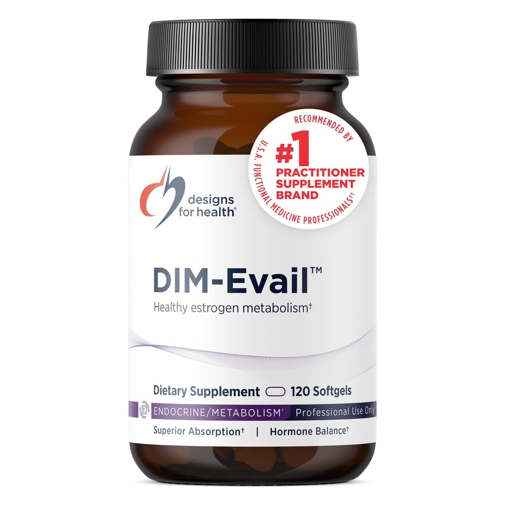 Designs for Health DIM-Evail - 100mg DIM Supplement Enhanced Absorptie Diindolylmethaan - Ondersteunt gezonde oestrogeen Metabolisme & Women's Health - Non-GMO & Soy-Free (120 Softgels)