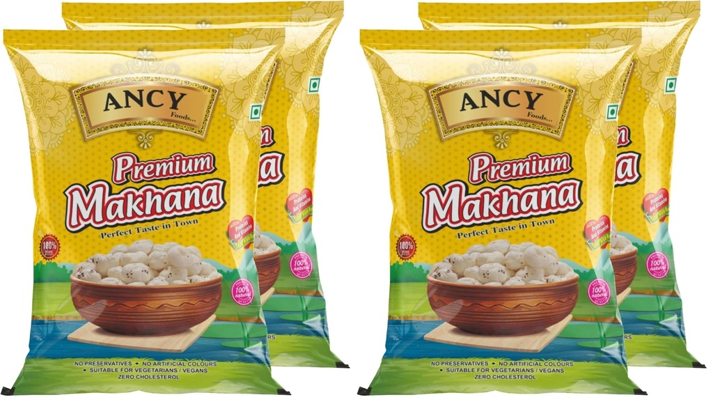 Ancy Makhana 500 Grams (2 X 250 Grams) Fit for Fasting Crunchy and Gluten-Free Fox Nuts Rich in Protein Ideal for Healthy Snacking Phool Makhana for Roasting & Cooking (Pack of 2)