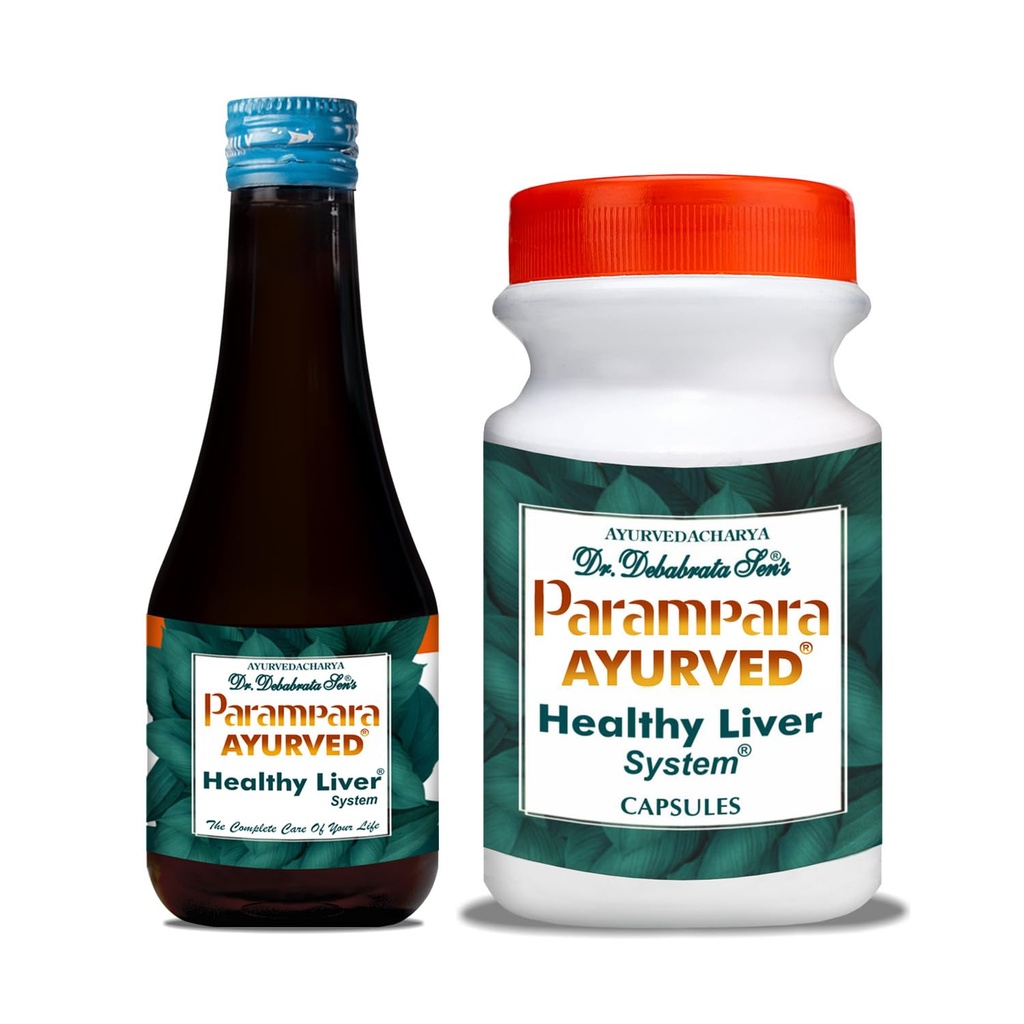 Parampara Ayurved Healthy Liver System Tonic 200ml & 150 Capsules | Herbal Liver Care Combo For Liver Digestion & Wellness | Pack Of 2