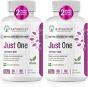 Just One Daily Methylated Multivitamin with Methyl B12, Quatrefolic Methylfolate, Pure MTHFR Supplement for Men and Women Without Iron, 2 Bottles (60 Vegan Capsules), USA-Made